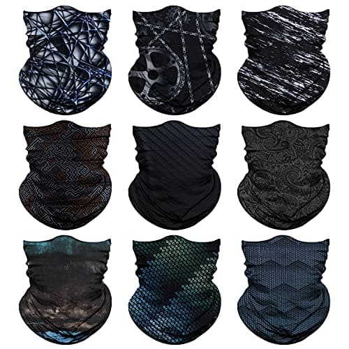 Venswell Neck Gaiter Mask for Men Women, Seamless Bandana Rave Face Cover Mask, Magic Face Scarf, Balaclava,Headband, Head Wrap-Motorcycle Cycling Festival Outdoors (B-Black Gray Series 2) - Image 1
