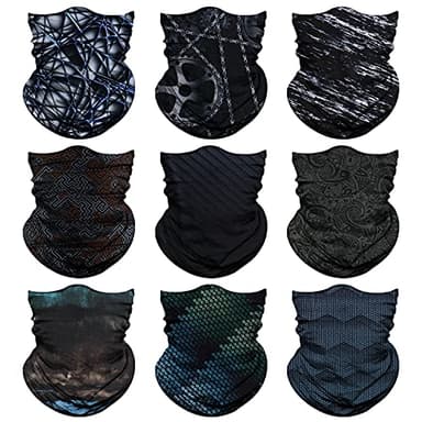 Venswell Neck Gaiter Mask for Men Women, Seamless Bandana Rave Face Cover Mask, Magic Face Scarf, Balaclava,Headband, Head Wrap-Motorcycle Cycling Festival Outdoors (B-Black Gray Series 2) - Image 1