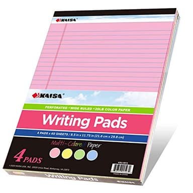 KAISA Colored Legal Pad Writing Pads 8.5x11 inch, Wide Ruled, 40 Sheets/Pad, 20lb Colored Paper, Perforated Writing Pad with Sturdy Back (4 Pads), KSU-5972 - Image 6