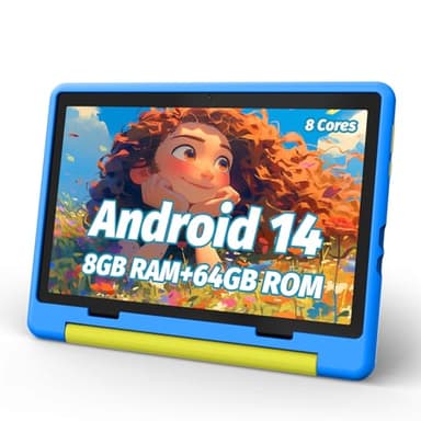URAO Kids Tablet, Android 14 Tablet for Kids 10 inch Octa-Core with Case, 64GB 1TB TF Card Expandable for Toddler Children, Parental Control, Dual Camera, WiFi,Gift - Image 1