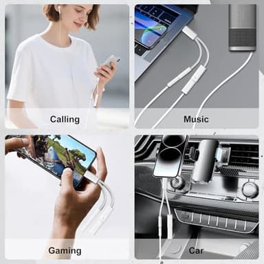 KikoSaka USB C to 3.5mm Audio Adapter 2 in 1 USBC to Headphone Jack Adapter with PD Fast Charging Dongle Cable Type C to Aux for iPhone 17 16 15, Galaxy - Image 7