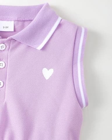 4T Girl Clothes 5T Little Girls Clothes Summer Sporty Sleeveless Ruffle Dress Toddler Outfits Set Purple Polo Casual Dresses for Kids Girl Clothes - Image 4