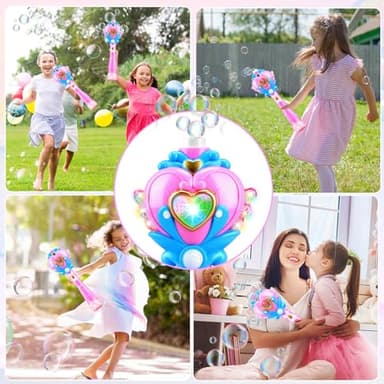 Beria Toys for Girls: Princess Toy Bubble Wand, Birthday Gifts for 3 4 5 6 7 8 Years Old Girl, Bubbles Machine Fairy Wands for Kids Light Up with Bubble Solution, Toddler Girl Toys Age 4-5 - Image 7