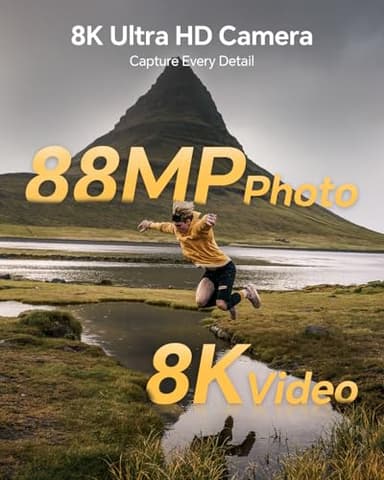 Fulealfly 8K Digital Camera for Photography, 88MP Autofocus WiFi Vlogging Camera for YouTube Video with Front and Rear Lens, Flash, Touch Screen, Lens Hood, 64GB Card, 2 Batteries(Black) - Image 2
