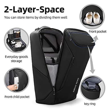 Muzee Business Backpack,Waterproof bag for Travel Flight Fits 17.3Inch Laptop With USB Charging Plug - Image 4