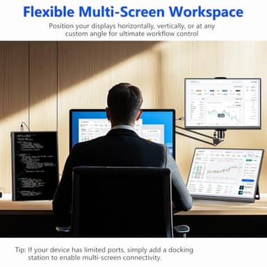 Veout 16" Portable Monitor, 1920 * 1200P IPS Laptop Monitor with USB-C, Freesync HDMI Gaming Monitor Featuring a Kickstand, Available in Four Colors, 0.3" Ultra-Slim for Travel and Office Use - Image 2