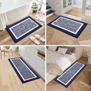Pauwer 3 Piece Bath Mat Set, Non-Slip Plush Rugs, Absorbent Shaggy Set With U-Shaped Contour Toilet Mat for Bathroom, Bedroom, Living Room, Navy - Image 7