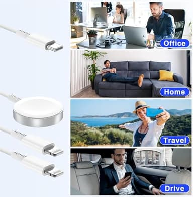 Essri Upgraded USB C Charger for Watch, 3 in 1 Phone and iWatch Magnetic Fast Charging Cable 6FT, Compatible with Watch Series 8 7 6 SE 5 4, for iPhone 14 13 12 11 Pro White - Image 7