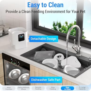 Frienhund Automatic Cat Feeder 2 Cats with Slow Feed: Dual Automatic Dog Feeder with 5G WiFi, Cat Food Dispenser with APP Control for Multiple Pets, Detachable for Easy Clean,Large Food Storage-29 Cup - Image 6