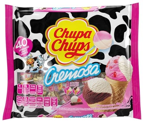 Chupa Chups Cremosa Lollipop Assortment, 2 Ice Cream Flavors, Individually Wrapped Candy for Kids, 10.5 Oz Bag (25 Suckers) - Image 1