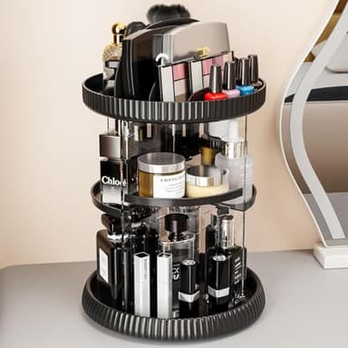 Yieach Rotating Makeup Organizer,Adjustable Spinning Skincare Organizer,Counter Top,Vanity Organizers and Storage for Brush,Perfume,Bathroom Lazy Susan Organizer for Skin Care,Beauty Product,Black - Image 8