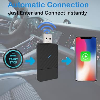 Wireless CarPlay Adapter, Convert Wired to Wireless, Plug&Play USB A/Type C Design for Cars That Built-in Wired Apple Car Play, Easy Use&Seamless Connection for iPhone iOS 10+ - Image 6