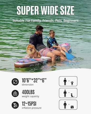 ZLX Inflatable Stand Up Paddle Board, 10'6" SUP Non-Slip Stable Deck Pad, Unique Center Fin, Premium Accessories, Portable Paddleboard for Adults, Beginners, All Skill Levels - Image 4