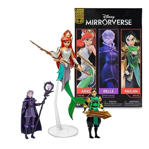 McFarlane Toys - Disney Mirrorverse Mulan 5in Belle (Fractured) 5in and Ariel 7in Action Figure 3pk, Gold Label, Amazon Exclusive - Image 1