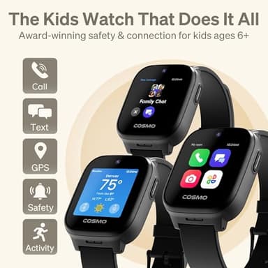 JrTrack 5 Kids Smart Watch by Cosmo | Best Kid-Safe Phone Watch | Precision Real-Time GPS Tracking | Call, Text, Activity, School Settings | Spotify Music | Parental Controls | SOS & Safety Alerts - Image 2