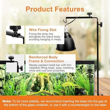 Simple Deluxe Reptile Light Stand Adjustable 16-32 inch Floor Lamp Holder, Metal Bracket for Reptile Tank & Terrarium Heating Light - Image 2