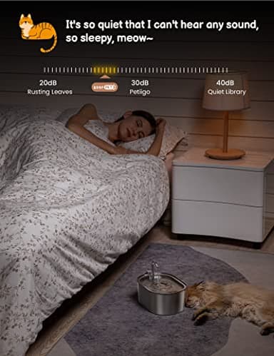 Cat Water Fountain Stainless Steel: 108oz/3,2L Pet Water Fountain - Water Fountain for Cats Inside with Quiet Pump - Dishwasher Safe Cat Fountains - Suitable for a Variety of Pets - SOOFPET - Image 5