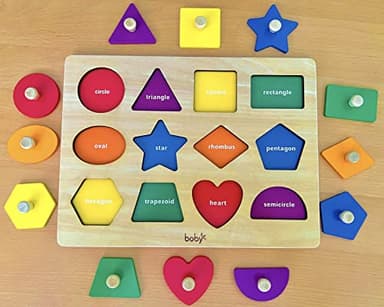 Dailyfunn Montessori Toy Shape Peg Puzzles Baby Puzzle 12-18-24 Months with Knob for Infant-Toddlers 1-3 - Image 3