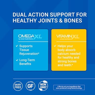 OmegaXL Joint Support Supplement - 60 Softgels & VitaminXL D3 High Potency Daily Vitamin D 5000 IU 125mcg Immune Support Supplement (30 Softgels) - 2 Pack - Image 2