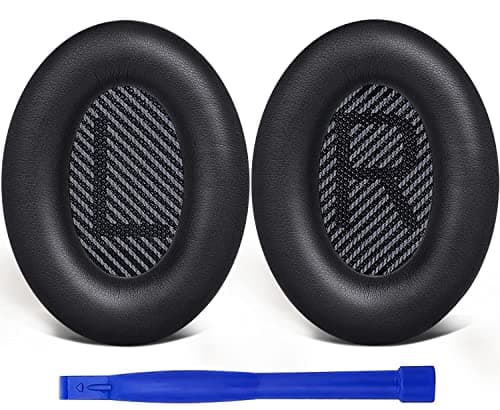 SoloWIT Replacement Earpads Cushions for Bose QuietComfort 35 (QC35) & Quiet Comfort 35 II (QC35 ii) Headphones, Ear Pads with Softer Leather, Noise Isolation Foam, Added Thickness (Black) - Image 1