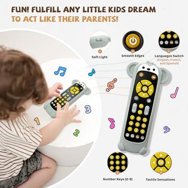 KIRALUMI Baby Remote Control Toy with Monkeys Silicone Cover - Educational Musical Baby Toddler Toys with Realistic Play, Lights, and Sounds - 6, 9, 12, 18 Month Boys Girls Toys Gift - Image 2
