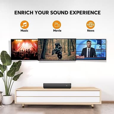 Wohome 2.1 Small Sound Bars for TV, Built-in Subwoofer with 6 Levels Voice Enhancement, 16 Inches Bluetooth 5.3 Soundbar Speakers with Optical/AUX/USB Connection (Renewed) - Image 6