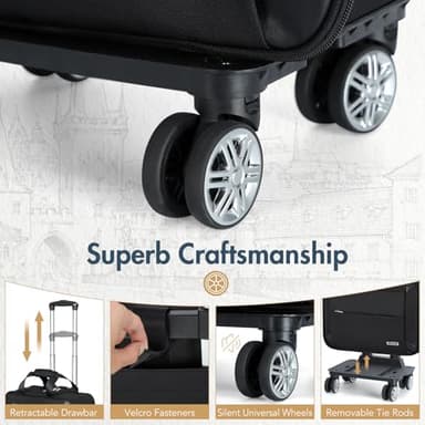 Lekebobor Rolling Laptop Bag - Laptop Briefcase on Wheels for Women/Men Fits Up to 15.6Inch Rolling computer Bags Water Resistant for Travel Work and Business (Black) - Image 4