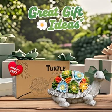 Nacome Garden Outdoor Statues Turtle with Succulent and 7 LED Lights - Lawn Decor Tortoise Statue for Patio, Balcony, Yard Ornament - Unique Housewarming Gifts - Image 2