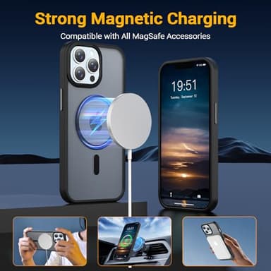 Temdan for iPhone 13 Pro Max Case, Compatible with Magsafe, Anti-Yellowing, Military-Grade Protection, Shockproof Slim Magnetic Phone Case Cover, Black - Image 3