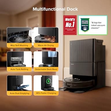 roborock Qrevo S5V Robot Vacuum and Mop, FlexiArm Edge Mopping, 12,000Pa Suction, Dual Zero-Tangle System, Smart Obstacle Avoidance, 10mm Mop Lifting, Auto Mop Washing&Drying, Self-Emptying&Refilling - Image 3