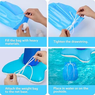 JOYIN Inflatable Volleyball Net & Basketball Hoops Pool Float Set; Balls Included for Kids/Adults, Summing Pool Game, Floating, Summer Floaties, Volleyball Court |Basketball,L-Dark Blue - Image 7