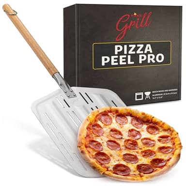 Hans Grill Pizza Peel PRO | Made for XL Pizza 12 inch + | Professional Restaurant Grade Perforated Metal Non-Stick Paddle for launching, turning and retrieving pizzas - Image 1