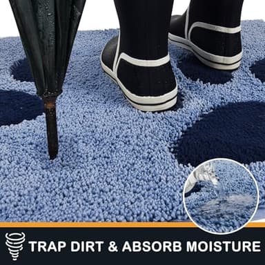 PURRUGS Dirt Trapping Door mat 33.5" x 59", Non-Skid/Slip Machine Washable Microfiber Entryway Rug, Dog Door Mat, Super Absorbent Welcome Mat for Muddy Wet Shoes and Paws, Light Blue - Image 3