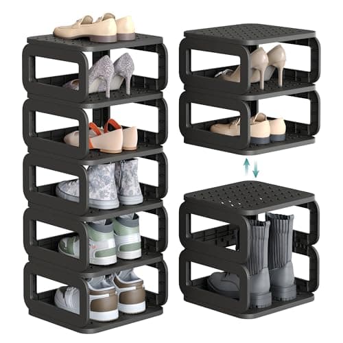 SONGMICS Shoe Rack, Shoe Organizer, 6 Shelves, Shoe Storage, Narrow Shoe Shelf, Open Shelf for Entryway, Living Room, Bathroom, Space-Saving, Ink Black ULPC037B01 - Image 1