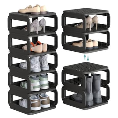 SONGMICS Shoe Rack, Shoe Organizer, 6 Shelves, Shoe Storage, Narrow Shoe Shelf, Open Shelf for Entryway, Living Room, Bathroom, Space-Saving, Ink Black ULPC037B01 - Image 1