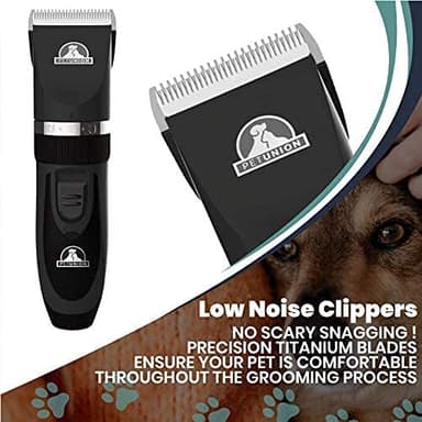 Pet Union Professional Dog Grooming Kit - Cordless Low Noise Dog Clippers for Grooming Thick Coats - All Pet Safe Cat Hair Trimmer - Pet Grooming Kit Includes Dog Hair Clippers, Nail Trimmer & Shears - Image 4