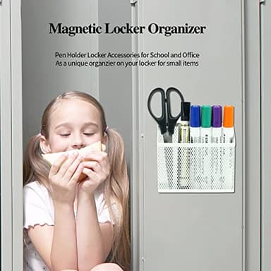 Neudeoc Locker Organizer and Accessories Kit, Includes Mesh Locker Shelf and Magnetic Pen Holder, Suitable for School, Work, Kitchen and Bathroomn (Pack of 4, White) - Image 7
