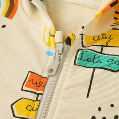 HILEELANG Toddler Boy Spring Hoodie Zip Sweatshirt Cotton Animals Printed Lightweight Fall Outerwear Clothes 3T - Image 4