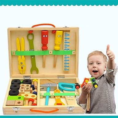 KIDWILL Tool Kit for Kids, 36-Piece Wooden Toddler Tools Set Includes Tool Box, Montessori Educational Stem Construction Toys for 2 3 4 5 6 Year Old Boys Girls, Best Birthday Gift for Kids - Image 2