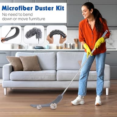 Dusters for Cleaning, Feather Duster Set, 10PCS Duster with Extension Pole Up to 100'' - Extendable, Bendable, and Washable for Ceilings, Chandeliers, and Furniture - Image 5