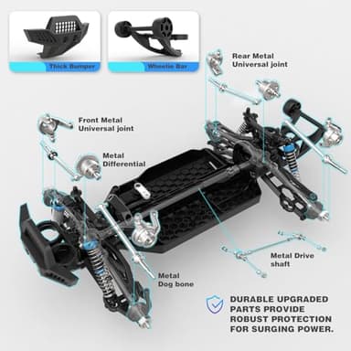 Hosim 1/10 RC Cars for Adults 62+KMH, Brushless Remote Control Car Fast, 2S Bettery RC Monster Trucks 4X4 Waterproof Off Road - Image 4