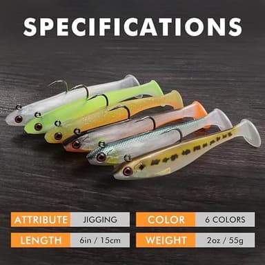 TRUSCEND Fishing Lures for Paddle Tail Swimbaits Bass Trout Jighead Lures Soft Fish Baits Freshwater Saltwater Jigging Bass Pike Walleye Jigs Gear Fishing Gifts for Men - Image 6