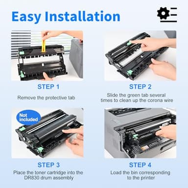 myCartridge Compatible DR830 Drum Unit Replacement for Brother DR830 DR-830 Drum forHL-L2460DW DCP-L2640DW HL-L2405W MFC-L2820DW HL-L2400D HL-L2480DW MFC-L2820DWXL Printer( Black 1 Pack,No Toner) - Image 7