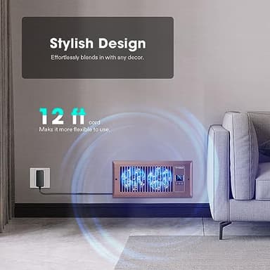 VIVOSUN Quiet Register Booster Fan 4”×10”, Smart Register Vent with Intelligent Thermostat Control, Cooling Heating AC Vent Booster Fan, Brown - Image 6