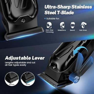 Brightup Barber Hair Clippers [Brushless 9000RPM & Cordless] for Men, Professional Clippers & Trimmers Set with USB-C Charging Stand, Hair Tools Cutting Kit with LCD Display, Gift for Men - Image 3