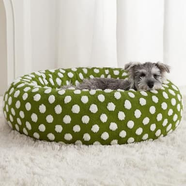 BFPETHOME Donut Dog Beds for Small Dogs, Round Cat Beds for Indoor Cats, Calming Pet Bed for Puppy and Kitty with Non-Slip Bottom, Cute Fancy Dog Bed Machine Washable Plush Fabric - Image 1