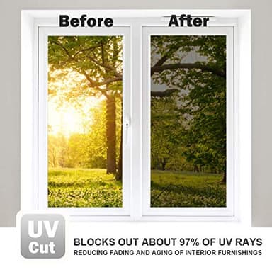 WPCTEV Window Privacy Film One Way Daytime Mirror Tint Treatments UV Heat Control Vinyl Stickers Sun Block Glass Paper Door Covering Reflective (Black Silver,45.6 Inch x 14.4 Feet) - Image 5