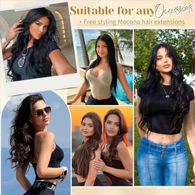 Mocona Clip in Hair Extensions Real Human Hair, Natural Black – 24 Inch 7pcs 70g/Pack, Soft Hair Extensions Real Human Hair Clip ins Straight Suitable for all Hair Types (#1B 24 Inch) - Image 7