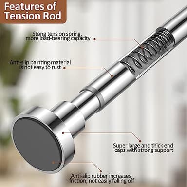 BRIOFOX Shower Curtain Rod Adjustable 32-61 Inch, Spring Tension Shower Rod No Drilling Non Slip, Chrome - Image 3