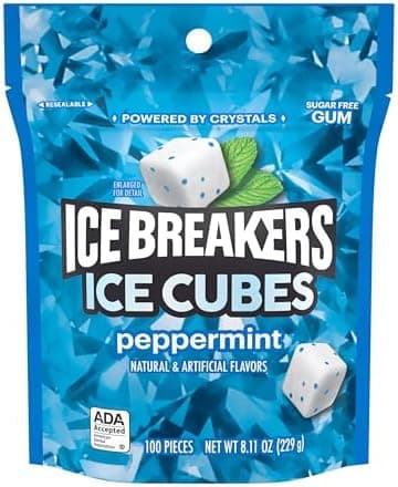 ICE BREAKERS Ice Cubes Peppermint Sugar Free Chewing Gum Pouch, 8.11 oz (100 Pieces - Image 4